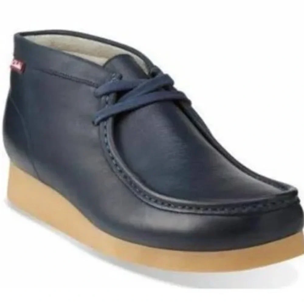 Clarks Wallabee Navy Blue Leather Moc Toe Chukka Boots Mens 10M 26063365